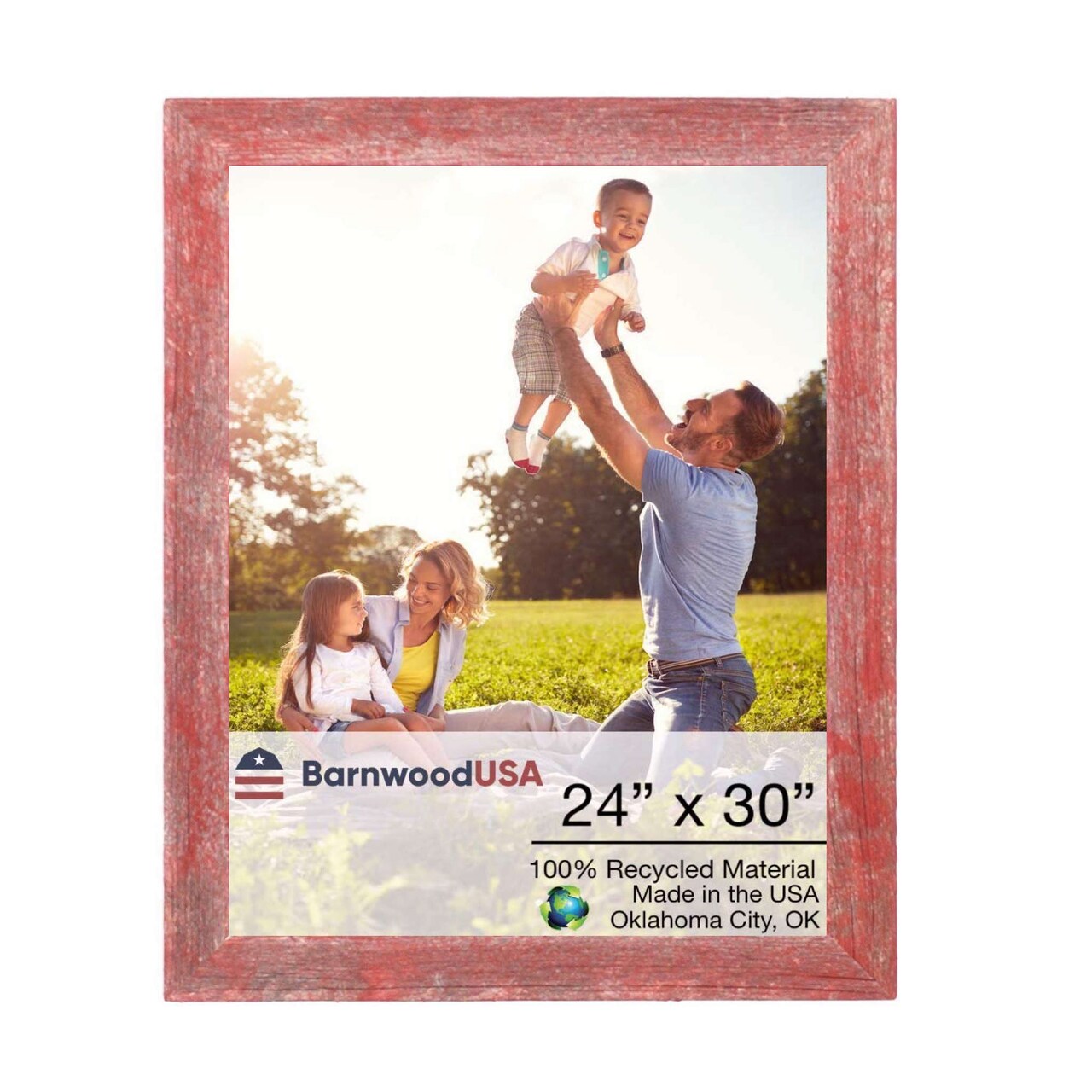Rustic Farmhouse 24 in. x 30 in. Reclaimed Wood Picture Frame